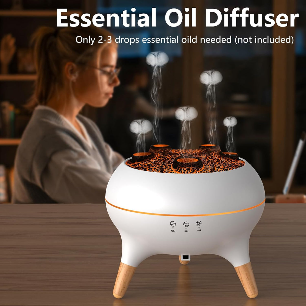 250ml Bedroom Humidifier, Fragrance Oil Diffuser with 2 Spray Modes, 7-Color LED Light, and Timer Function