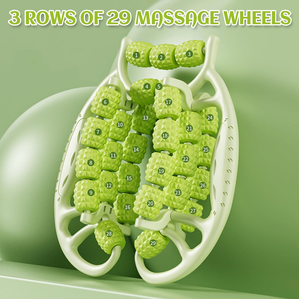 Relax Roller 29 Räder,Pilates Rolle Neck Massager Massage Roller Muskel Relaxer Roller, Arm Bein Massage Kreisförmige Beinklemmen Für Golfer Ellbogen, Wade (Grün)