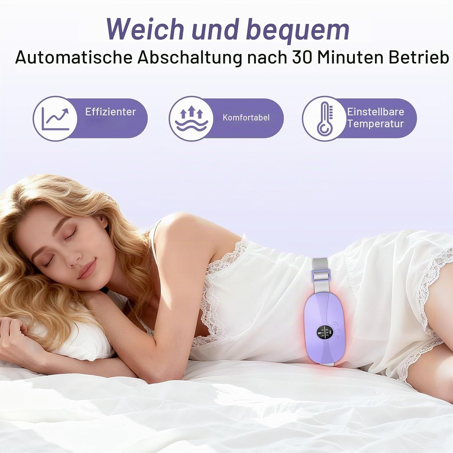 Tragbares Heizkissen, Perioden Wärmegürtel Mit 3 Temperatur Einstellbar Und Vibrationsmodi, Wärmegürtel Periode Linderung Von Rücken-, Bauch- Und Magenschmerzen (Dark Purple)