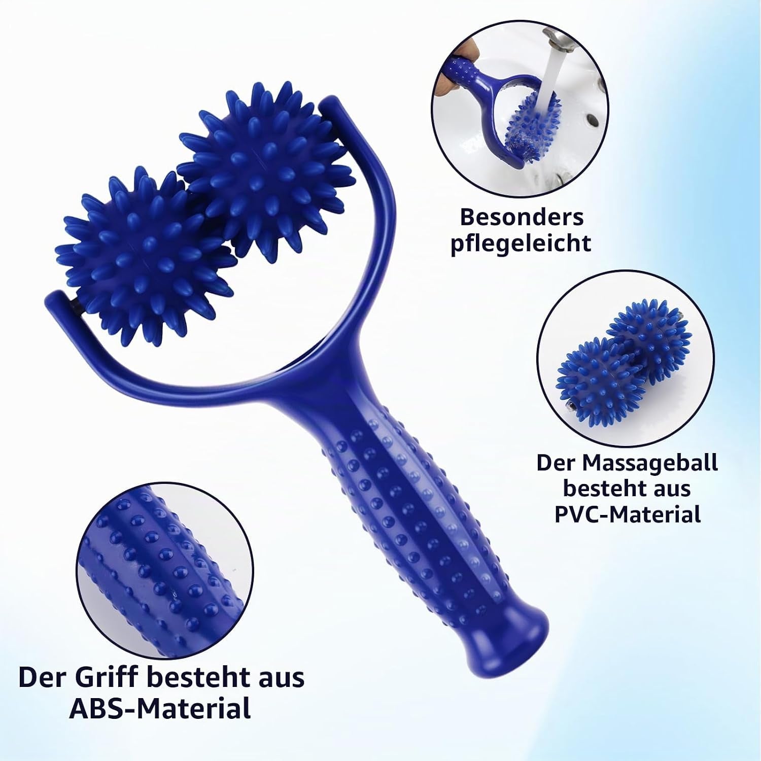 Massage Ball Set, Abnehmbares Massageroller Mit Griff Und 3 Massagebällen, Massage Roller Beine Zur Linderung Von Schmerzen in Schultern, Beinen, Taille, Rücken, Bauch Und Armen