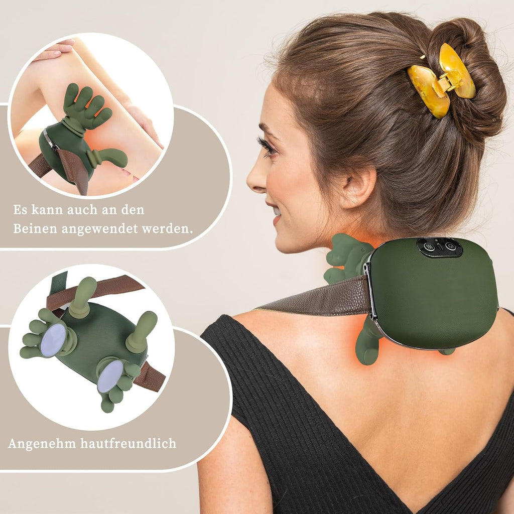 Massage Master for Shoulder, Neck, 4D Nackenmassagegerät, Nackenmassagegerät Mit Wärmefunktion,Zur Linderung Von Schulter Und Nackenschmerzen, Tragbar Und Wiederaufladbar Für Zuhause Und Büro