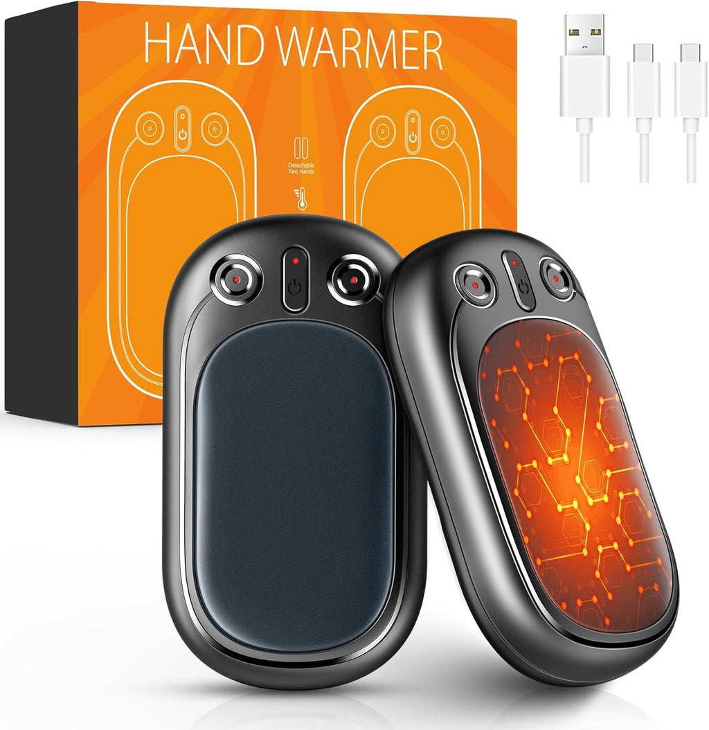 Hand Warmers Rechargeable USB & Reusable 2 Pack for up to 12 Hrs, Portable Electric Hand Warmer Electronic Pocket Heater, Tech Gifts for Men Women Raynauds Golf Skiing Hiking Camping Climbing Fishing