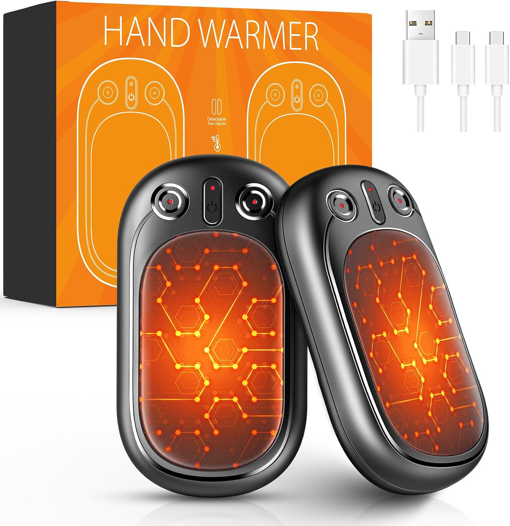 Hand Warmers Rechargeable USB & Reusable 2 Pack for up to 12 Hrs, Portable Electric Hand Warmer Electronic Pocket Heater, Tech Gifts for Men Women Raynauds Golf Skiing Hiking Camping Climbing Fishing