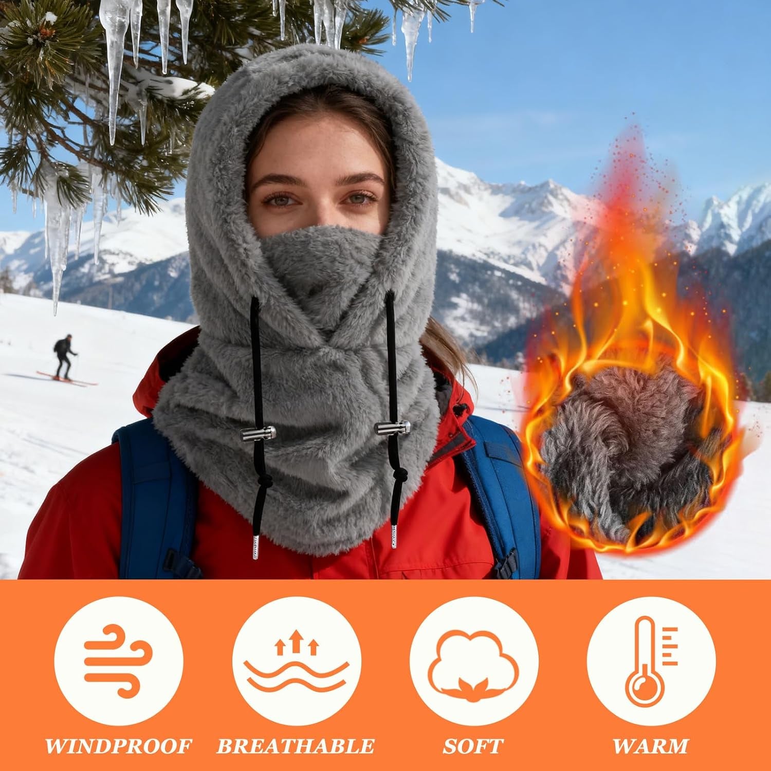 Plüsch Sturmhaube Damen Herren Kapuzenschal Winter Thermo Skimaske Mit Nackenwärmer Multifunktionale Wolle Balaclava Wintermütze Damen Unisex Für Sport Und Outdoor
