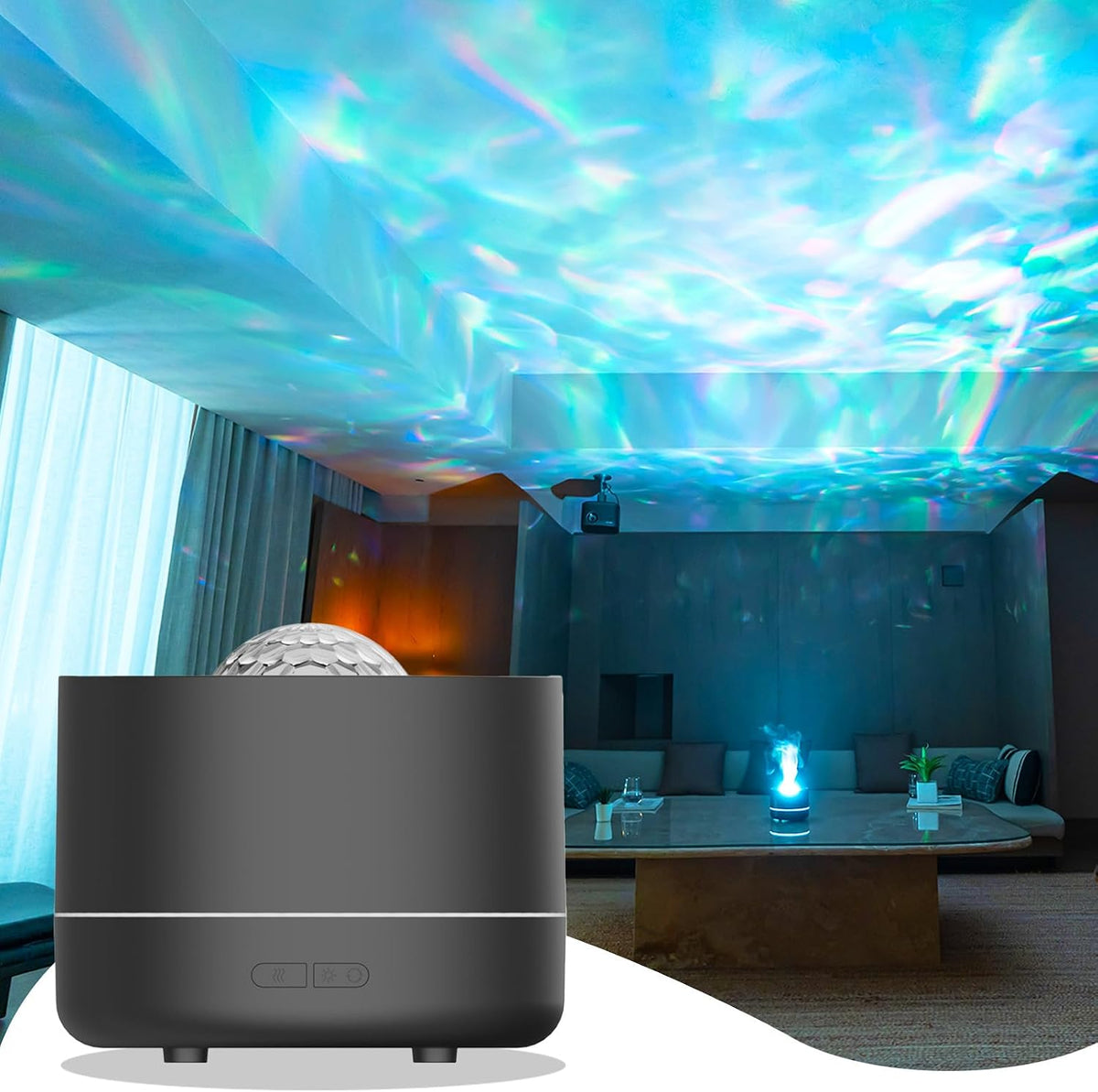QKTYB Aroma Diffuser Starry Sky Projector, Essential Oil Diffuser, 7-Color Ceiling Light with Auto-Shutoff,