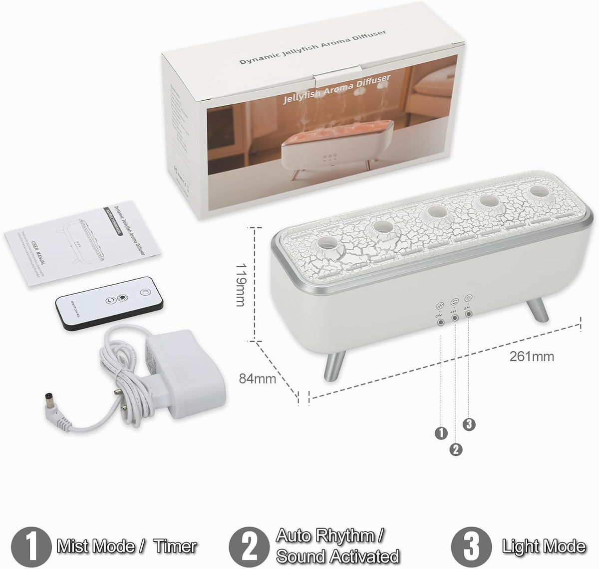 Jellyfish Aroma Diffuser Mit Vulkan-Effekt, Quallen-Nebel Tanzt Zur Musik