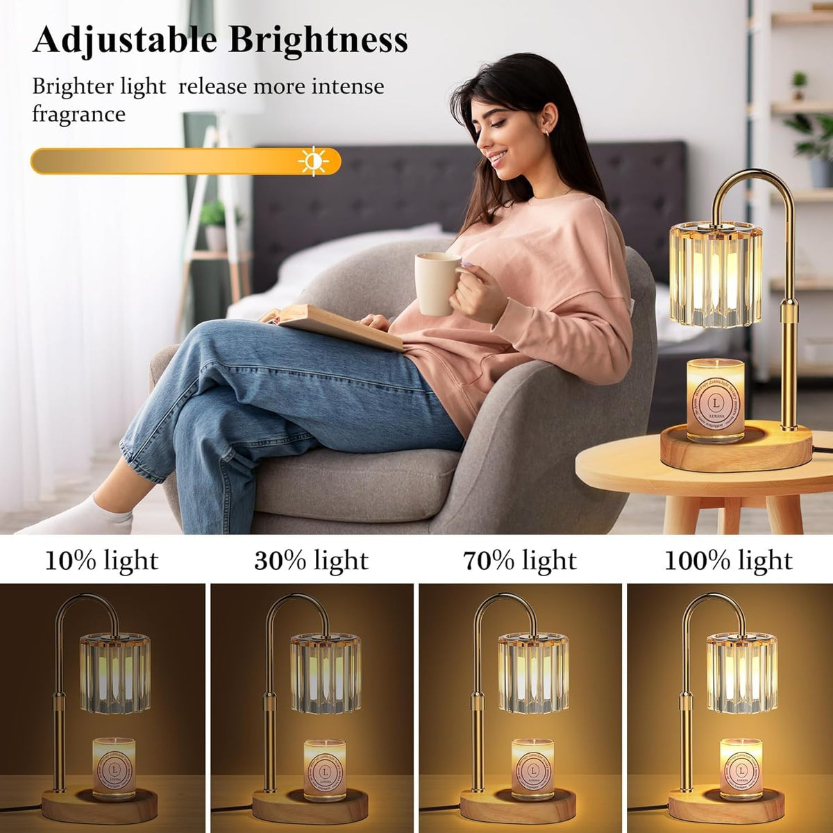 Candle Warmer Lamp with Dimmer - Electric Candle Lamp with Timer for Jar Candles Scented Candles 