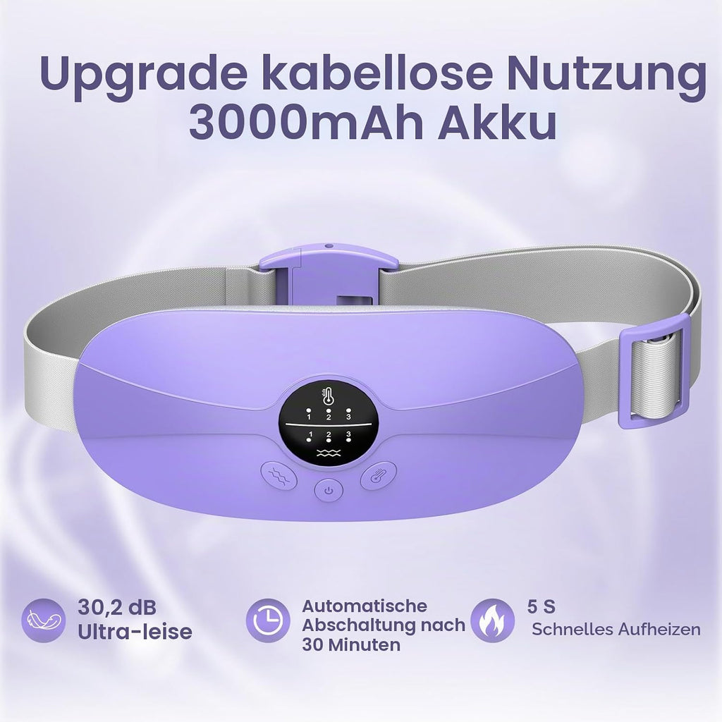 Tragbares Heizkissen, Perioden Wärmegürtel Mit 3 Temperatur Einstellbar Und Vibrationsmodi, Wärmegürtel Periode Linderung Von Rücken-, Bauch- Und Magenschmerzen (Dark Purple)
