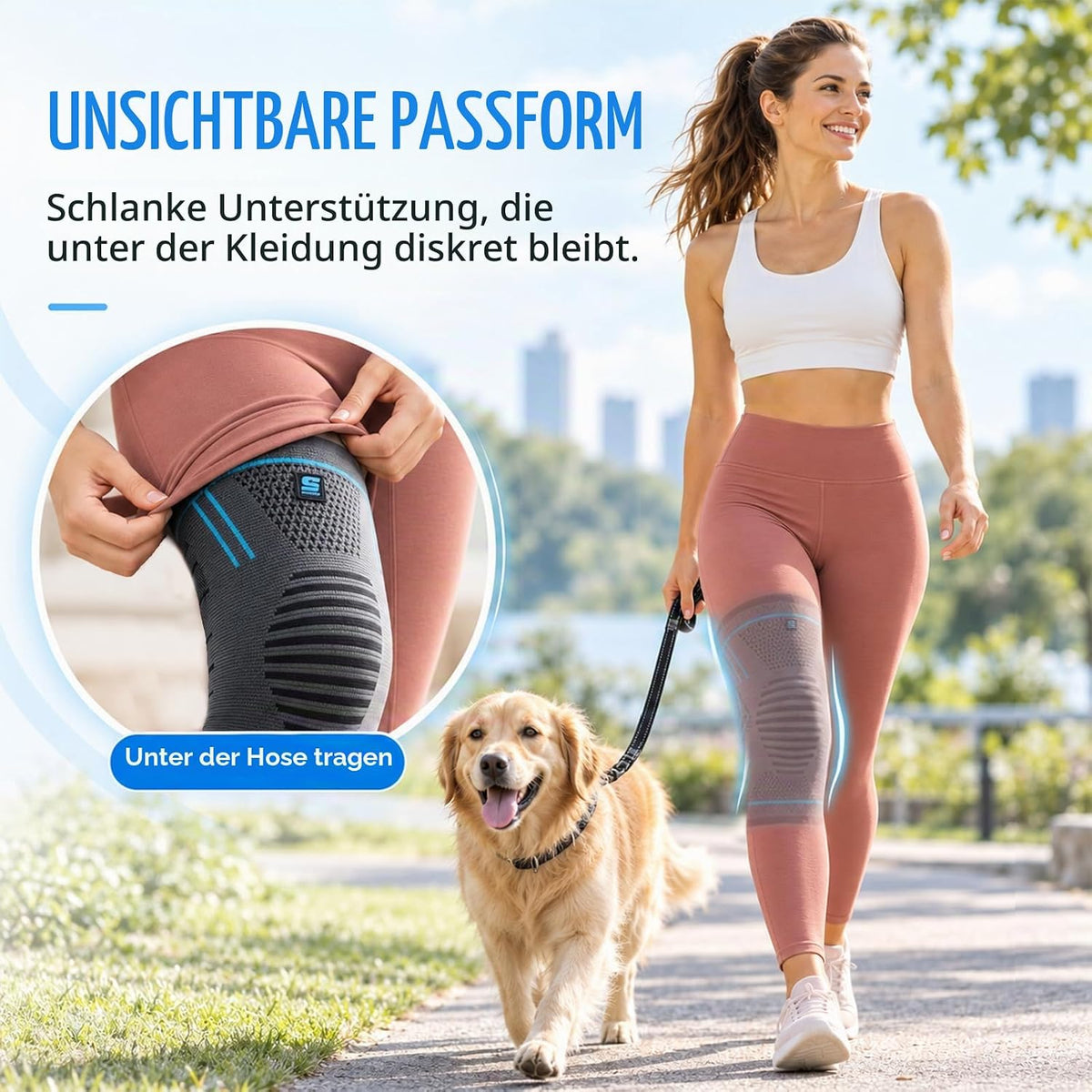 2Er Set Kniebandage Für Männer/Damen, Atmungsaktiv Rutschfest-Xl