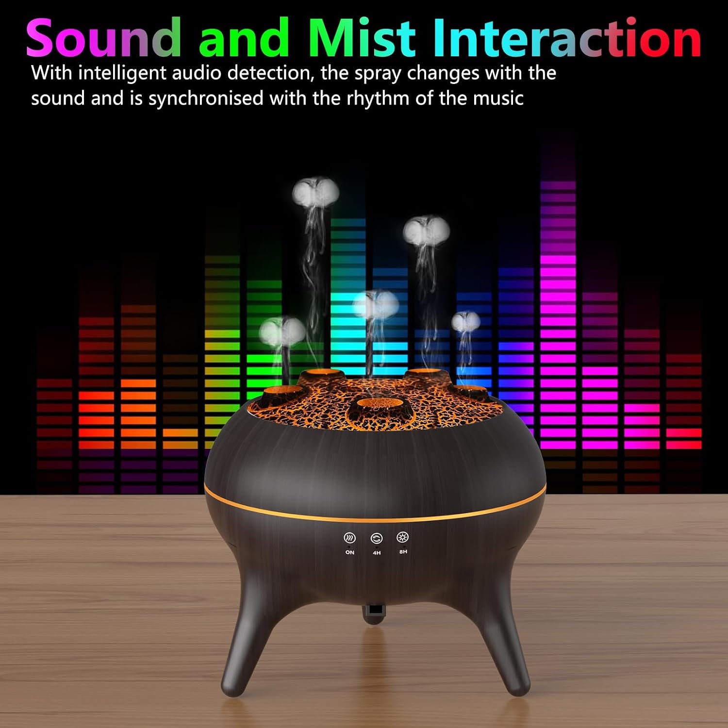 Flammen Aroma Diffuser, 250Ml Luftbefeuchter Schlafzimmer, 2 Spray Muster Duftöl Diffuser,Air Diffuser Humidifier Mit 7 Farben Led-Licht & Timing-Funktion Defuser Für Kinder