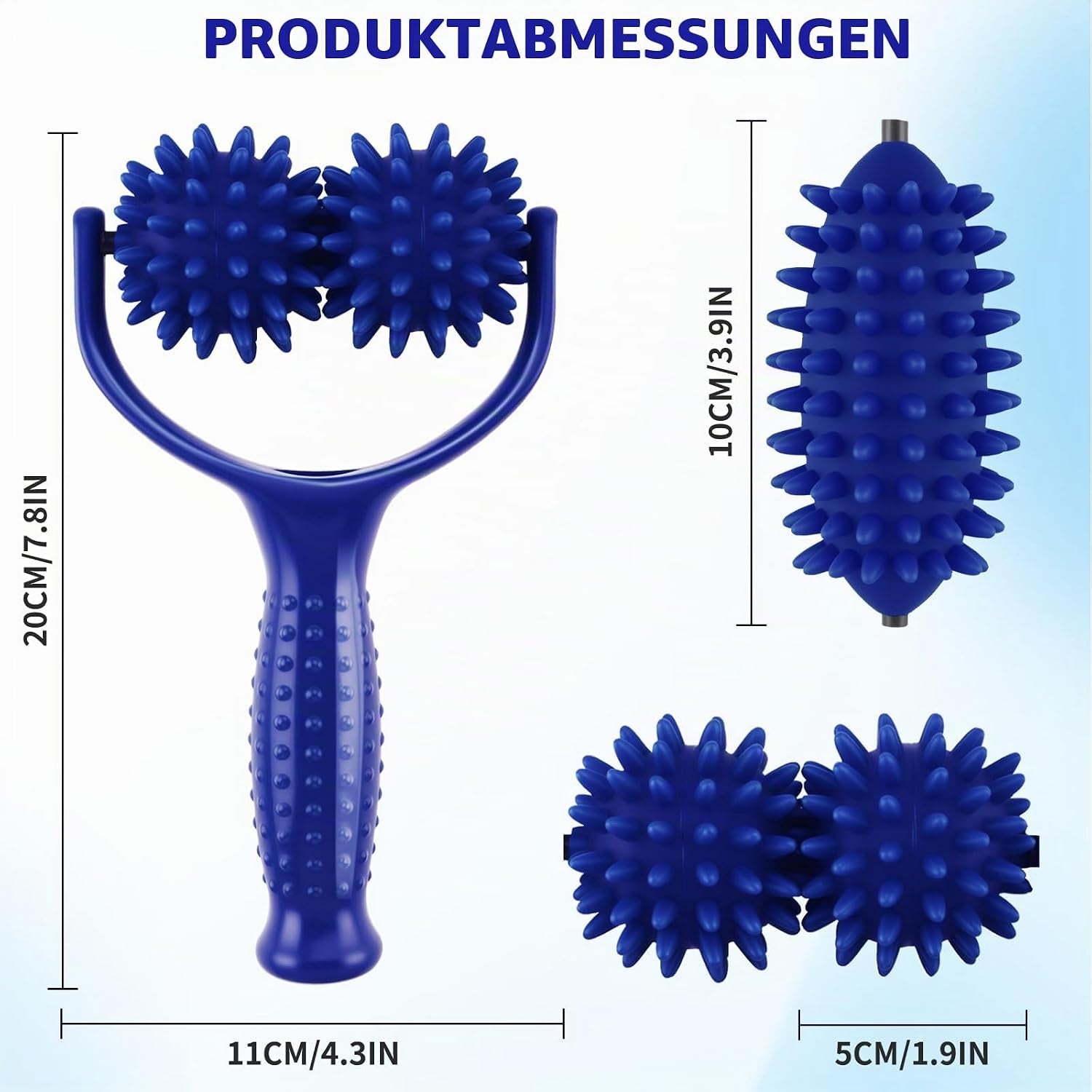 Massage Ball Set, Abnehmbares Massageroller Mit Griff Und 3 Massagebällen, Massage Roller Beine Zur Linderung Von Schmerzen in Schultern, Beinen, Taille, Rücken, Bauch Und Armen