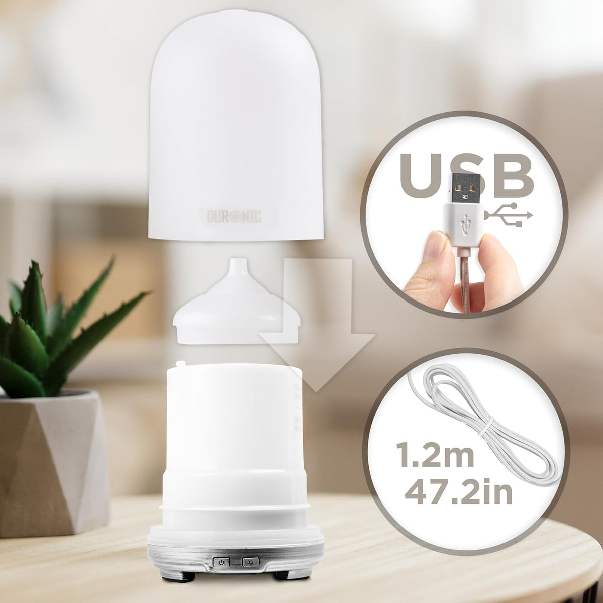 Duronic AD13 Aroma Diffuser, Luftbefeuchter Mit 100Ml Tank, Mit 7 Farben