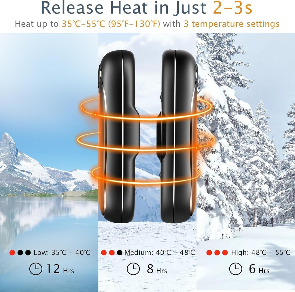 Hand Warmers Rechargeable USB & Reusable 2 Pack for up to 12 Hrs, Portable Electric Hand Warmer Electronic Pocket Heater, Tech Gifts for Men Women Raynauds Golf Skiing Hiking Camping Climbing Fishing