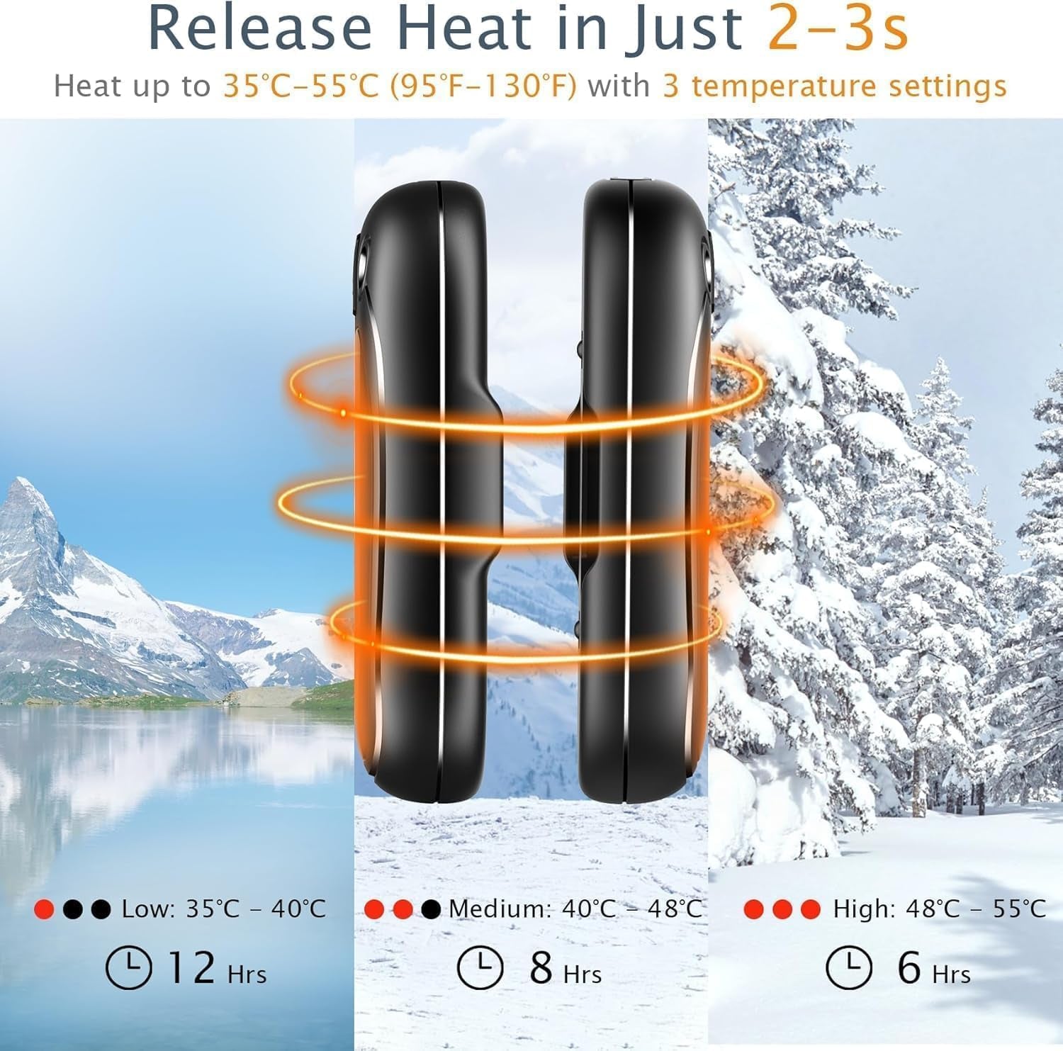Hand Warmers Rechargeable USB & Reusable 2 Pack for up to 12 Hrs, Portable Electric Hand Warmer Electronic Pocket Heater, Tech Gifts for Men Women Raynauds Golf Skiing Hiking Camping Climbing Fishing