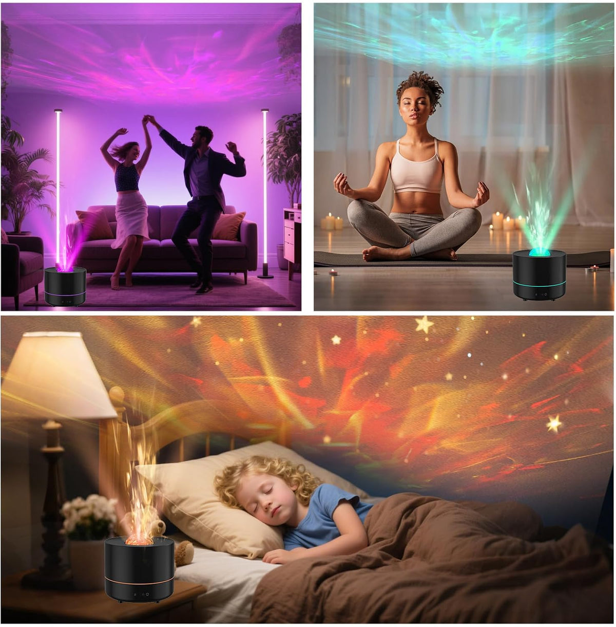 QKTYB Aroma Diffuser Starry Sky Projector, Essential Oil Diffuser, 7-Color Ceiling Light with Auto-Shutoff,
