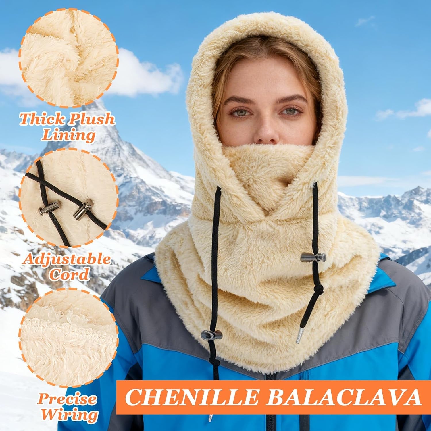 Plüsch Sturmhaube Damen Herren Kapuzenschal Winter Thermo Skimaske Mit Nackenwärmer Multifunktionale Wolle Balaclava Wintermütze Damen Unisex Für Sport Und Outdoor