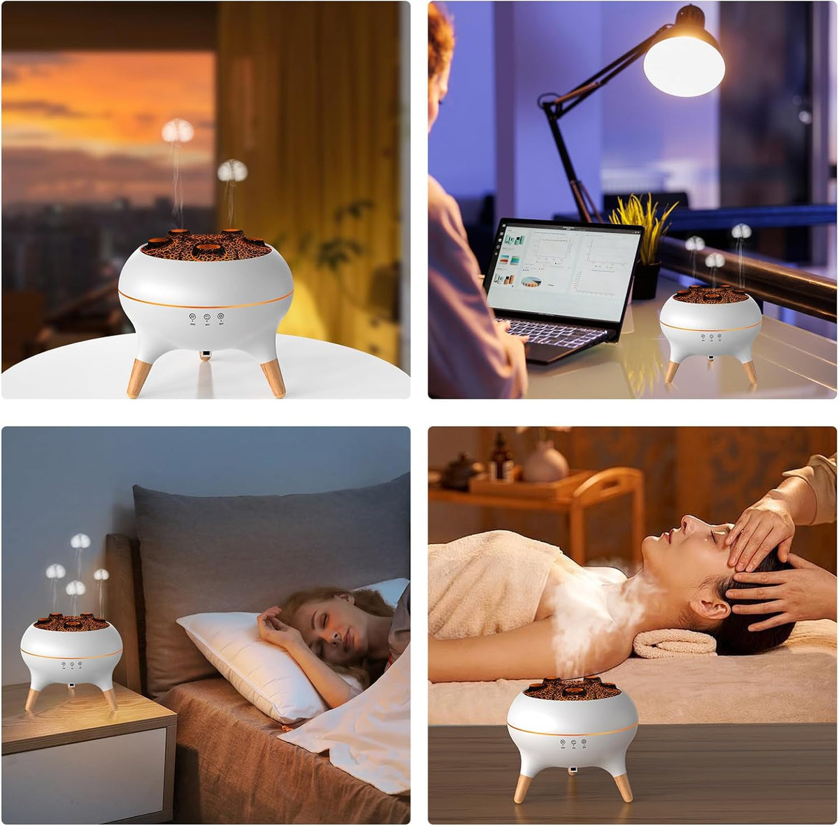 250ml Bedroom Humidifier, Fragrance Oil Diffuser with 2 Spray Modes, 7-Color LED Light, and Timer Function