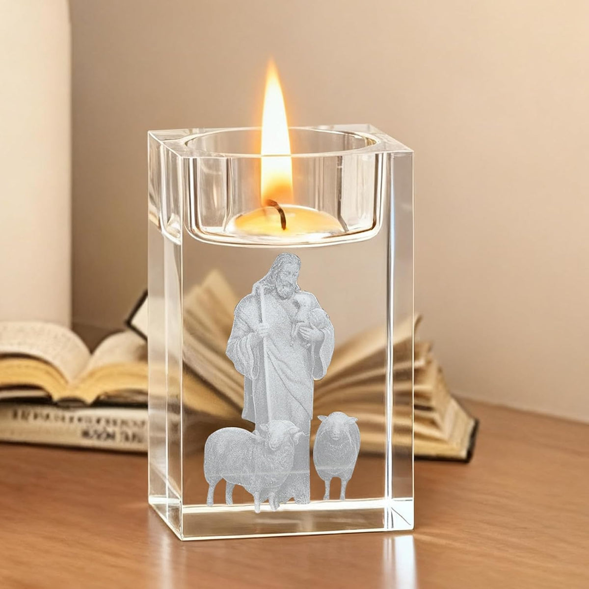 3D Kristallglas Teelichthalter Jesus Kerzenhalter Windlicht Kerzenständer Glas Deko Candle Holder Teelichthalter Glas Deko Candle Holder Teelichthalter Transparent Für Kerzen Deko Hochzeitsdeko Jesus