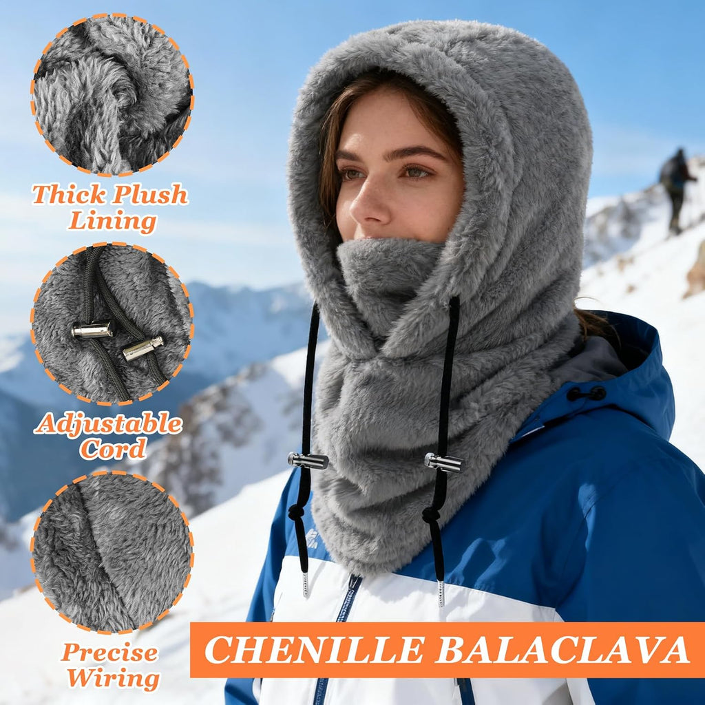 Plüsch Sturmhaube Damen Herren Kapuzenschal Winter Thermo Skimaske Mit Nackenwärmer Multifunktionale Wolle Balaclava Wintermütze Damen Unisex Für Sport Und Outdoor