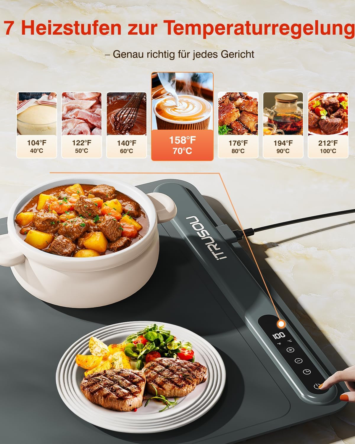 Itrusou Electric Warming Tray for Food, Portable Roll-Up Silicone Heating Mat, Full Surface Even Heating, XL Large 35 X 16 Inch Food Warmer for Parties, Buffet & Home Use