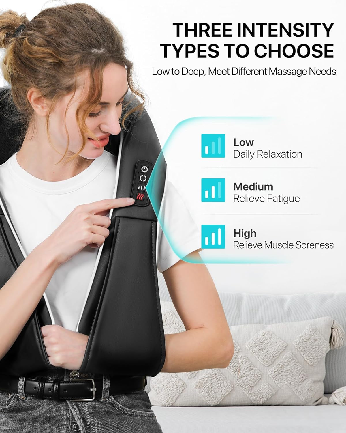 Nackenmassagegerät Mit Wärme, 3D Neck Massager Shiatsu Massagegerät Für Rücken Schulter, Weihnachtsgeschenke Für Papa Mama, Rückenmassagegerät Für Frauen Männer