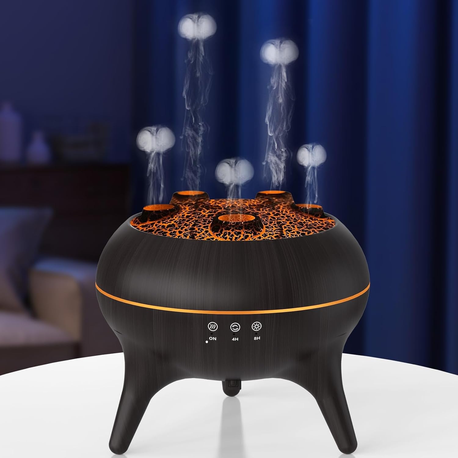 Flammen Aroma Diffuser, 250Ml Luftbefeuchter Schlafzimmer, 2 Spray Muster Duftöl Diffuser,Air Diffuser Humidifier Mit 7 Farben Led-Licht & Timing-Funktion Defuser Für Kinder