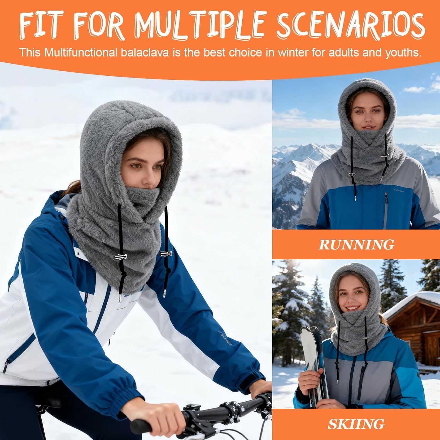Plüsch Sturmhaube Damen Herren Kapuzenschal Winter Thermo Skimaske Mit Nackenwärmer Multifunktionale Wolle Balaclava Wintermütze Damen Unisex Für Sport Und Outdoor