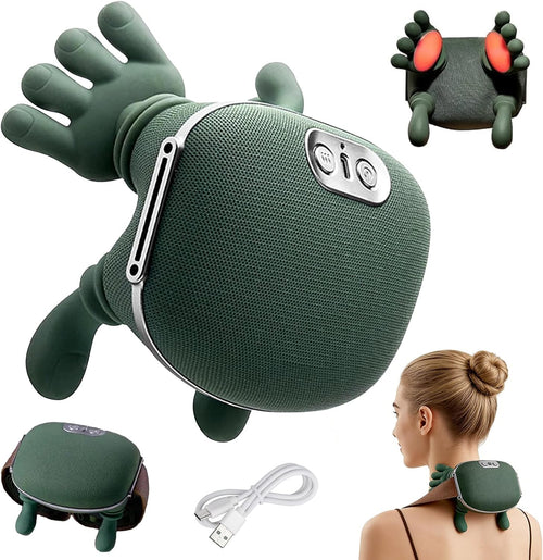 4D Nackenmassagegerät Kabellos, 3 Massagegrade & 2 Temperaturstufen