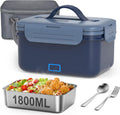 1,8L Elektrische Lunchbox Kabellos, 8000Mah Wiederaufladbare Batterie Heated Lunch Box, 75W Schnellaufhezung & Warmhaltefunktion,Selbstaufwärmende Lebensmittelwärmer Für Auto,Lkw,Büro,Camping,Outdoor