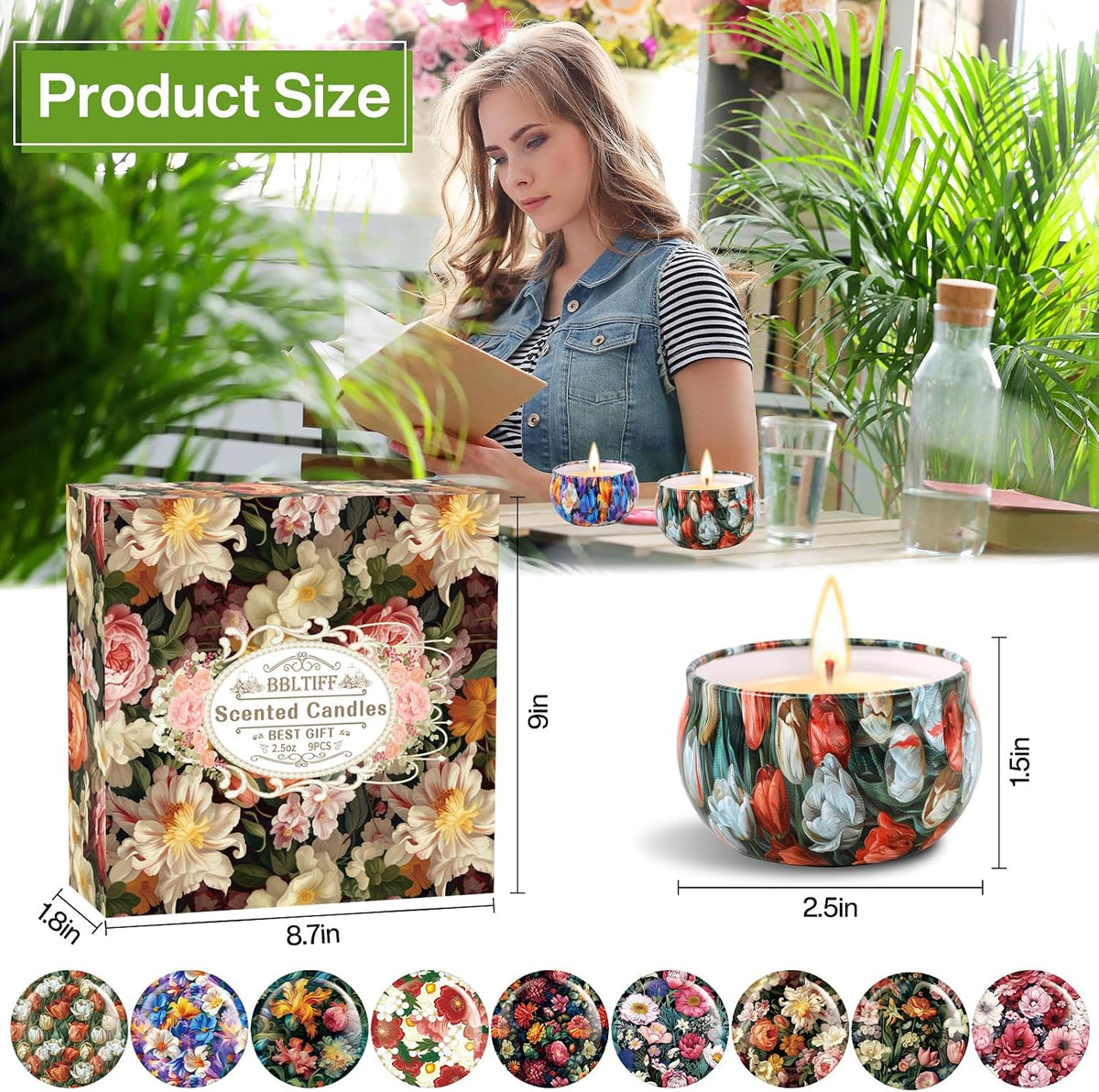 9 Stück Duftkerzen Geschenkset, Duftkerzen Set Für Frauen, Scented Candle, Natürliches Sojawachs Kerze, Kerzen Geschenk Für Weihnachten, Geburtstag, Valentinstag, Halloween (9 Düfte)