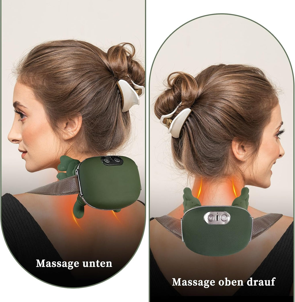 Massage Master for Shoulder, Neck, 4D Nackenmassagegerät, Nackenmassagegerät Mit Wärmefunktion,Zur Linderung Von Schulter Und Nackenschmerzen, Tragbar Und Wiederaufladbar Für Zuhause Und Büro