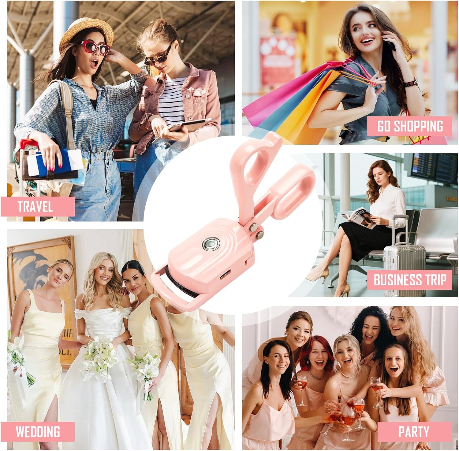 Wimpernzange Beheizbar, Heated Eyelash Curler– Natürliche 24H-Krausung, Gewölbtes Design Passend Zur Augenform, Tragbar Mit Type-C Aufladung