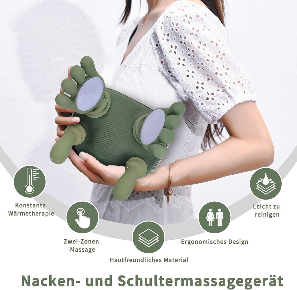 Massage Master for Shoulder, Neck, 4D Nackenmassagegerät, Nackenmassagegerät Mit Wärmefunktion,Zur Linderung Von Schulter Und Nackenschmerzen, Tragbar Und Wiederaufladbar Für Zuhause Und Büro