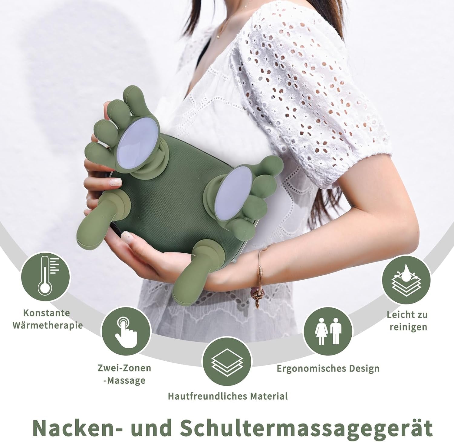 Massage Master for Shoulder, Neck, 4D Nackenmassagegerät, Nackenmassagegerät Mit Wärmefunktion,Zur Linderung Von Schulter Und Nackenschmerzen, Tragbar Und Wiederaufladbar Für Zuhause Und Büro
