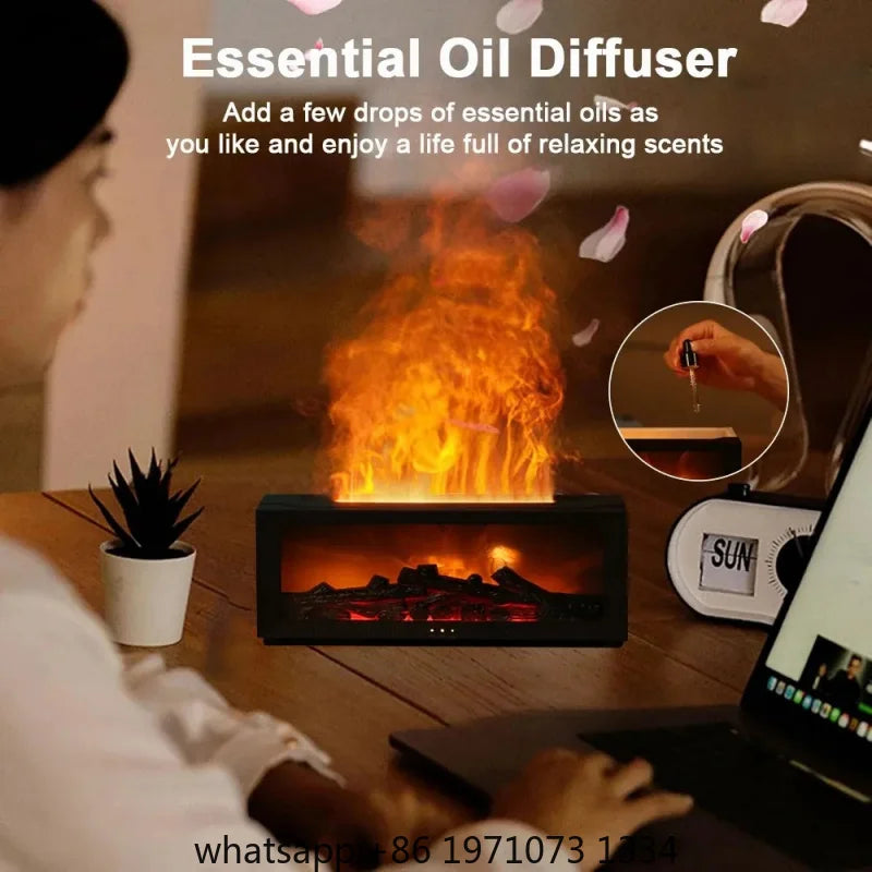 Air Humidifier Essential Oils Humidifiers Home Aroma Humidifier Flame Automatic Fragrance Diffuser with LED Light Remote Control