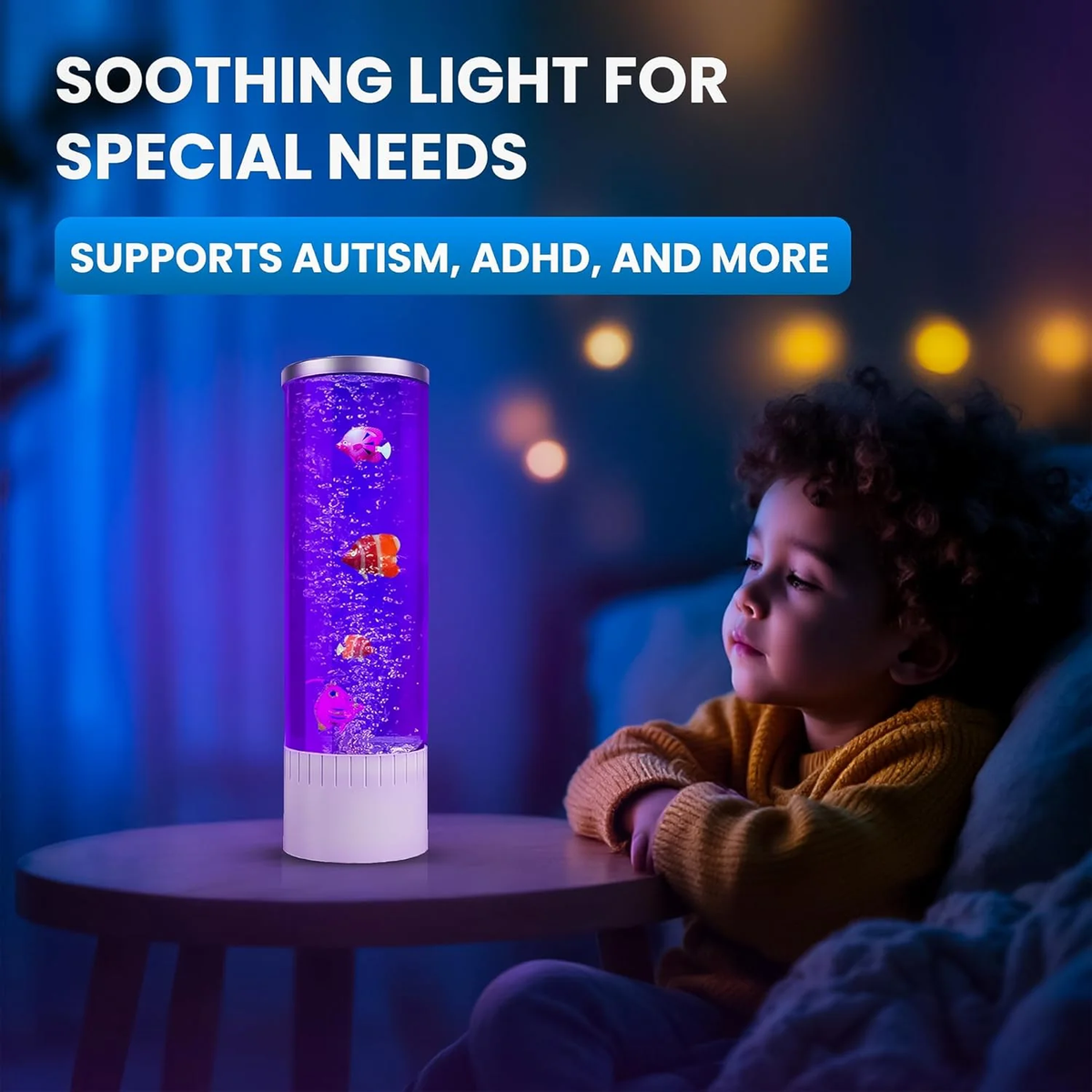 Sensory Aquatic Bubble Lamp & Color-Changing Mood Night Light