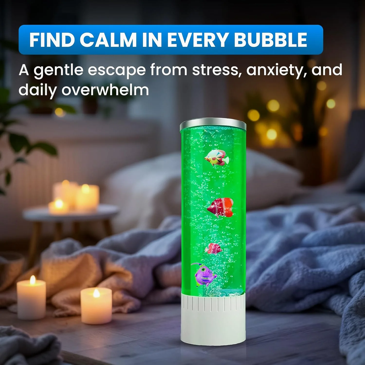 Sensory Aquatic Bubble Lamp & Color-Changing Mood Night Light