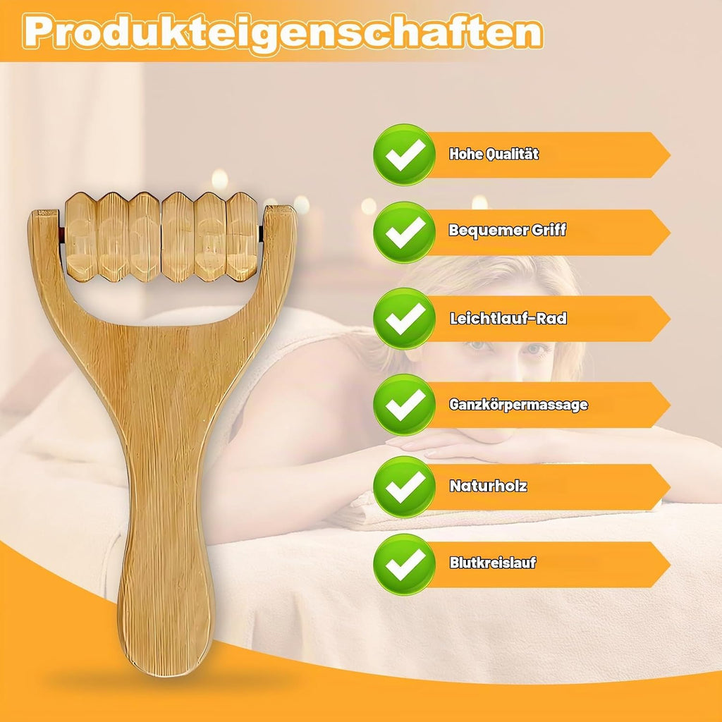 Massageroller Holz, 3 Stück Faszienrolle Holz