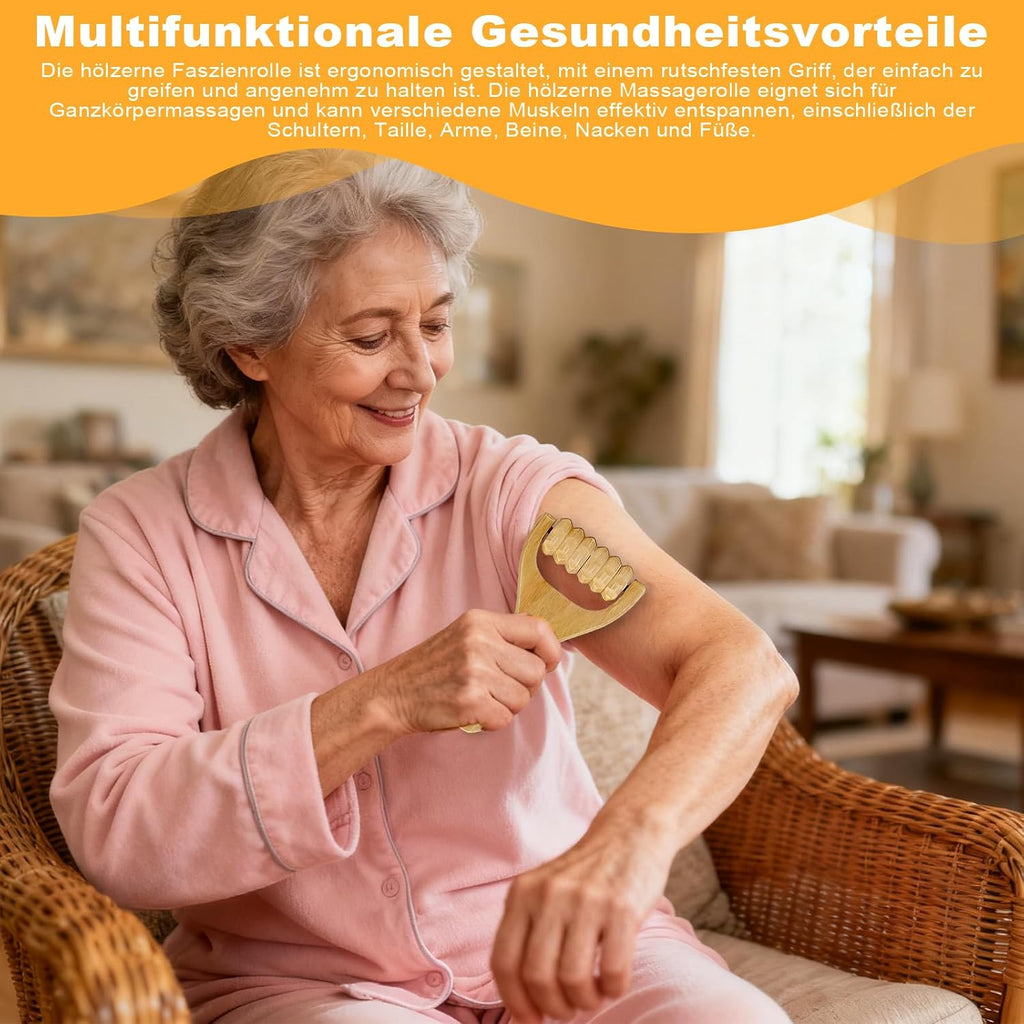 Massageroller Holz, 3 Stück Faszienrolle Holz