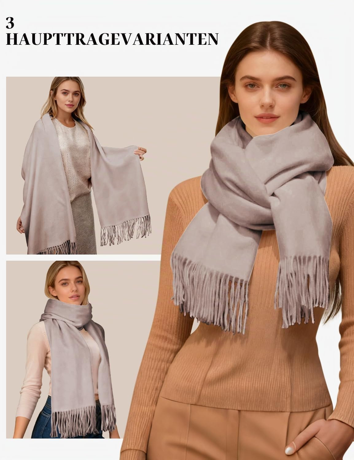 Diarylook Kaschmir Schal Damen Winter Warm Abendkleid Pashmina Schals Tücher Für Frauen Blanket Scarf Garnelenpaste