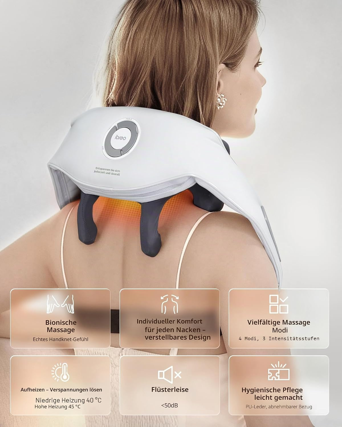 Schnurloses Elektrisches Nackenmassagegerät Mit Wärme,Einstellbarer Distanz