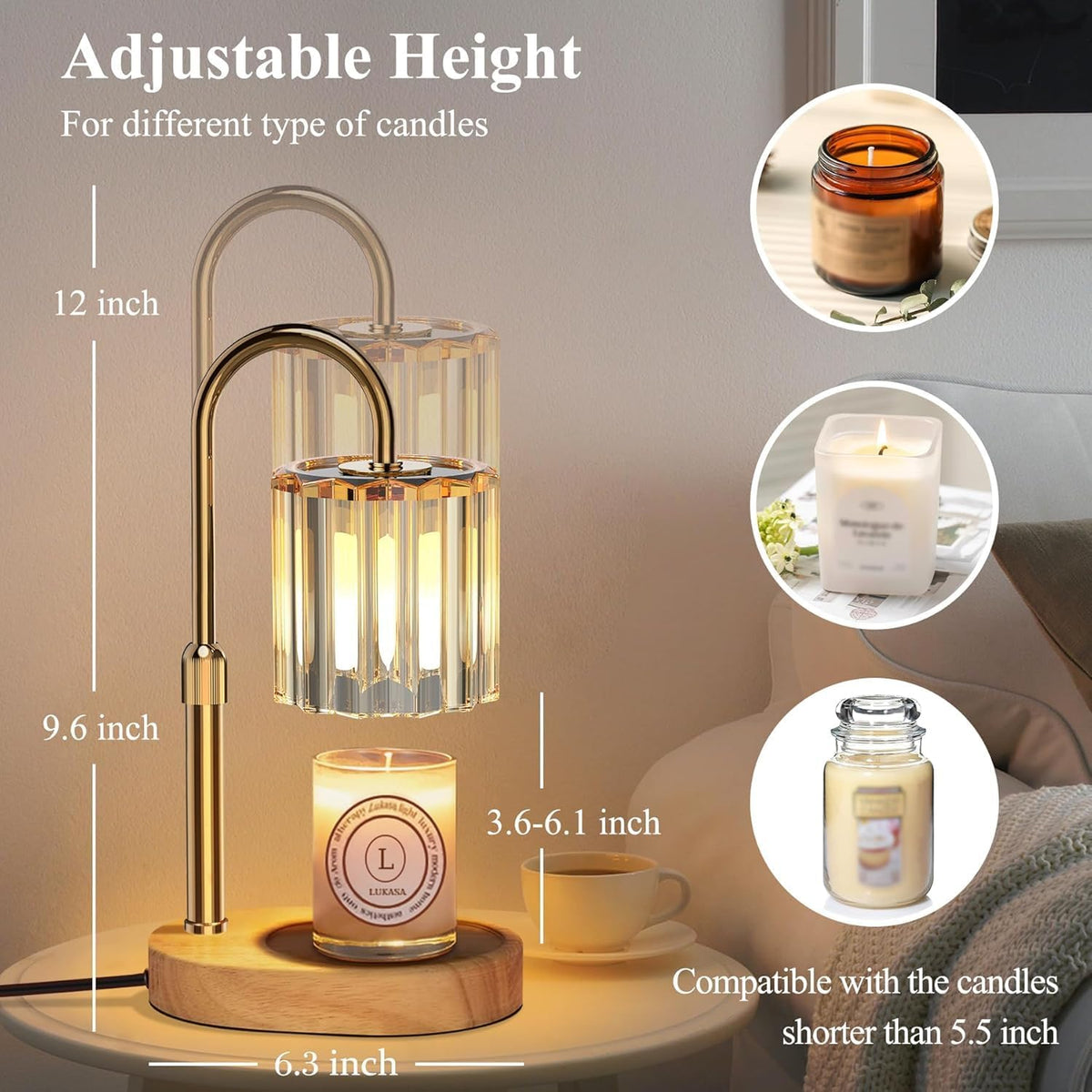 Candle Warmer Lamp with Dimmer - Electric Candle Lamp with Timer for Jar Candles Scented Candles 