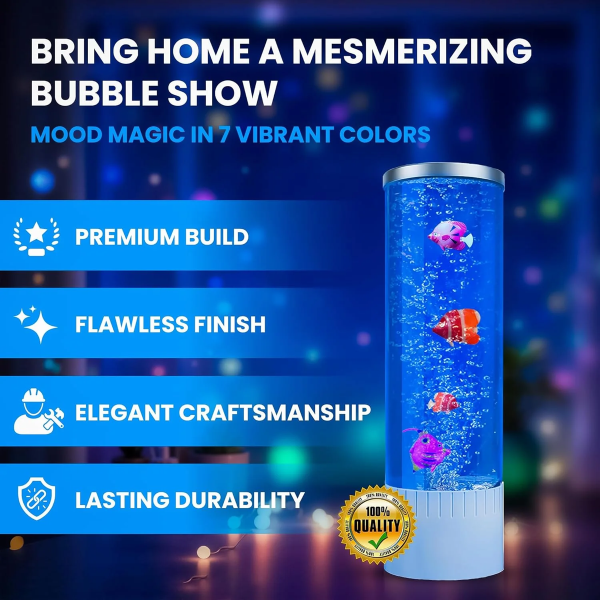 Sensory Aquatic Bubble Lamp & Color-Changing Mood Night Light