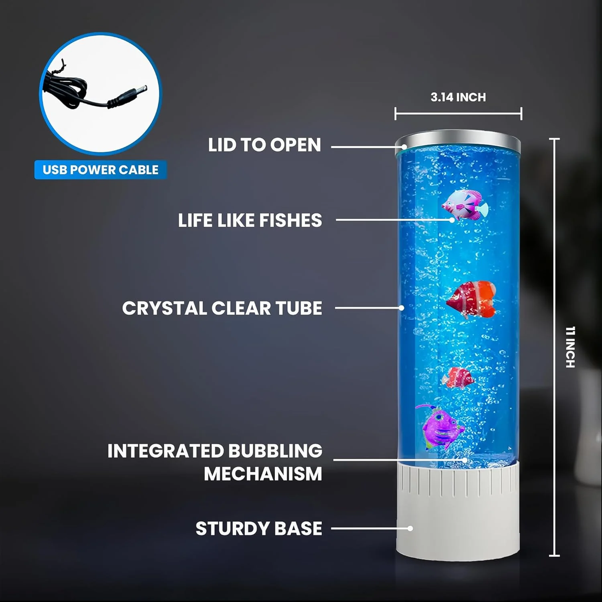 Sensory Aquatic Bubble Lamp & Color-Changing Mood Night Light