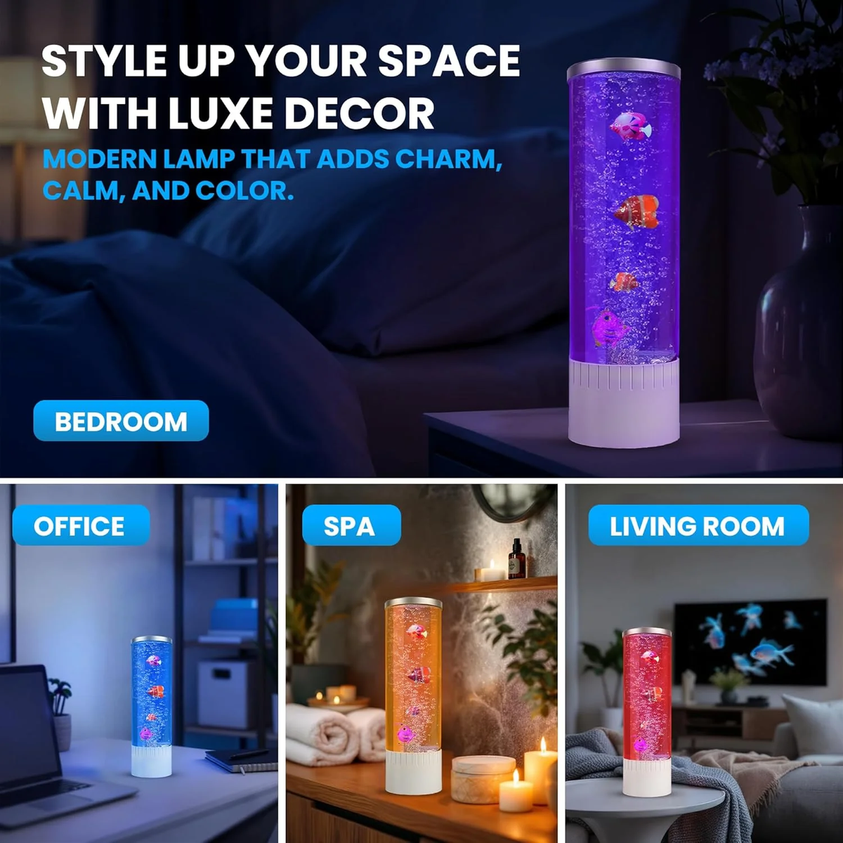 Sensory Aquatic Bubble Lamp & Color-Changing Mood Night Light