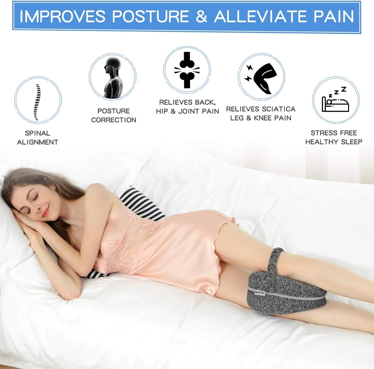 Heart-Shaped Knee Pillow, Memory Foam, 24 × 25 × 15 Cm