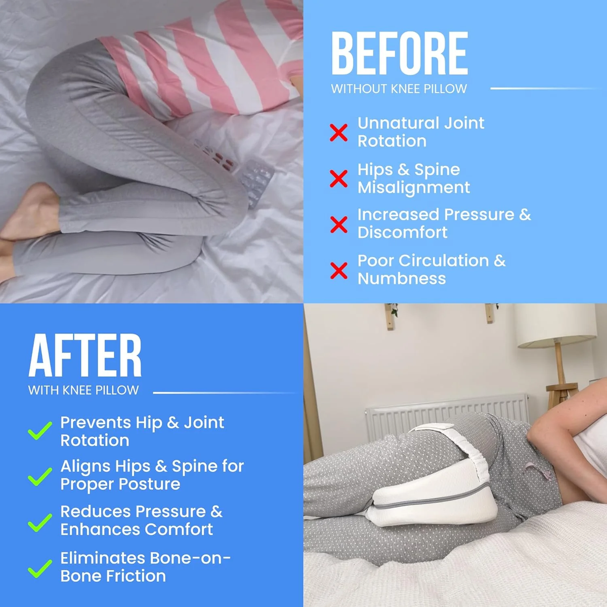 Heart-Shaped Knee Pillow, Memory Foam, 24 × 25 × 15 Cm