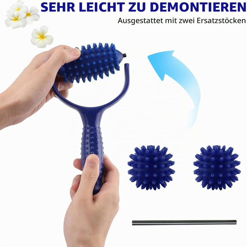 Massage Ball Set, Abnehmbares Massageroller Mit Griff Und 3 Massagebällen, Massage Roller Beine Zur Linderung Von Schmerzen in Schultern, Beinen, Taille, Rücken, Bauch Und Armen