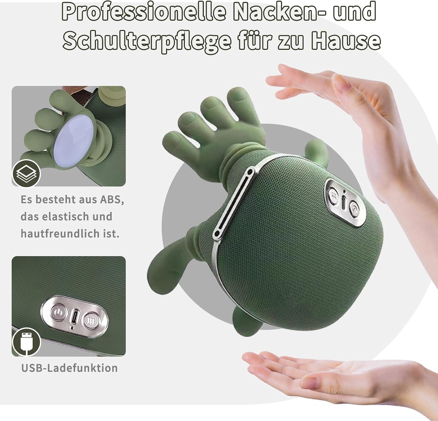 Massage Master for Shoulder, Neck, 4D Nackenmassagegerät, Nackenmassagegerät Mit Wärmefunktion,Zur Linderung Von Schulter Und Nackenschmerzen, Tragbar Und Wiederaufladbar Für Zuhause Und Büro