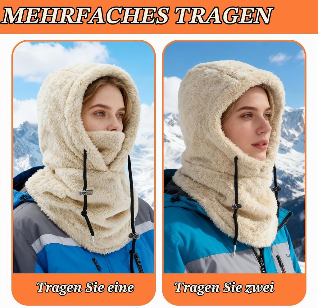 Plüsch Sturmhaube Damen Herren Kapuzenschal Winter Thermo Skimaske Mit Nackenwärmer Multifunktionale Wolle Balaclava Wintermütze Damen Unisex Für Sport Und Outdoor
